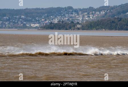 La marée d'Arnside a été le long de l'estuaire du Kent à Arnside, Milnthorpe, Cumbria, Royaume-Uni. Banque D'Images