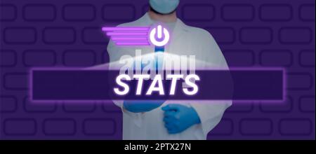 Inspiration montrant signe Stats, concept signifiant pratique ou science de la collecte et de l'analyse des données numériques Banque D'Images