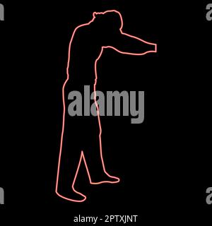Neon homme dressing sweat vêtements concept mettre sur son pull rouge couleur vecteur illustration image plate style Illustration de Vecteur