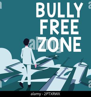 Écriture de texte Bully Free zone, Business approche être respectueux à d'autres brimades n'est pas autorisé ici Banque D'Images