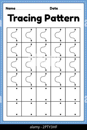 Feuille de tracé des lignes ondulées pour les enfants de la maternelle, de la maternelle et de l'école Montessori afin d'améliorer les activités de pratique de l'écriture manuscrite. Banque D'Images