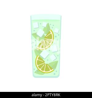 Verre réaliste de limonade frais sur fond blanc - illustration vectorielle Banque D'Images