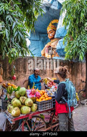 Inde, Uttarakhand, Rishikesh, Fruitstall. Tourisme. Banque D'Images