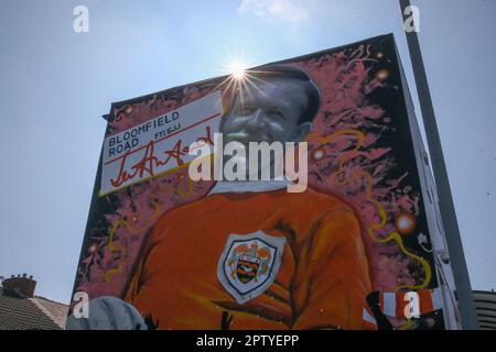 Blackpool, Royaume-Uni. 28th avril 2023. Une fresque de Blackpool à l'extérieur de Bloomfield Road devant le match de championnat de Sky Bet Blackpool vs Millwall à Bloomfield Road, Blackpool, Royaume-Uni, 28th avril 2023 (photo de Gareth Evans/News Images) à Blackpool, Royaume-Uni le 4/28/2023. (Photo de Gareth Evans/News Images/Sipa USA) Credit: SIPA USA/Alay Live News Banque D'Images