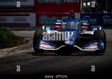 Long Beach, Californie. 16th avril 2023. MARCUS ARMSTRONG (R) (11) de Christchurch, Nouvelle-Zélande, se déplace sur la piste pendant le Grand Prix d'Acura de long Beach à long Beach, CA, États-Unis. Crédit : csm/Alay Live News Banque D'Images