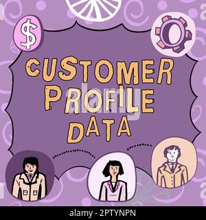 Rédaction affichant le texte données du profil du client, Business Showcase report sur le type de personne qu'une entreprise est en train de négocier Banque D'Images