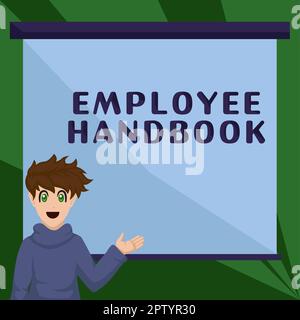 Rédaction affichant le texte Manuel de l'employé, Présentation de l'entreprise Manuel du document règles Guide Code de politique Banque D'Images