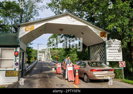 Pocono Mountains Poconos Pennsylvania Delaware Water Gap National Recreation Area, Dingman's Ferry Toll Bridge, Banque D'Images