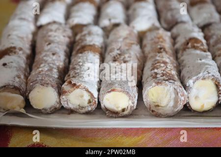 Délicieux canne à sucre de zamora dessert espagnol typique de la crème Banque D'Images