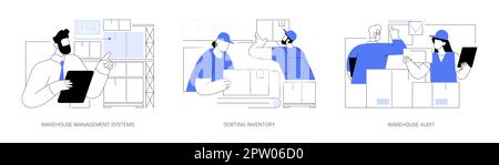 Illustrations vectorielles abstraites de gestion et de contrôle des stocks. Illustration de Vecteur