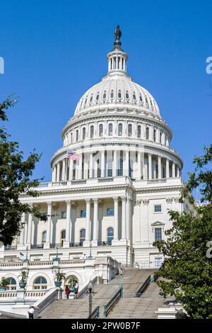 Washington DC, dôme blanc du bâtiment du Capitole des États-Unis, extérieur Banque D'Images