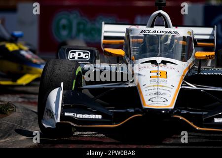 Long Beach, Californie. 16th avril 2023. SCOTT MCLAUGHLIN (3), de Christchurch, Nouvelle-Zélande, est sur la bonne voie lors du Grand Prix d'Acura de long Beach à long Beach, CA, États-Unis.(image de crédit : © Colin Mayr Grindstone Media Group/action Sports Photography/Cal Sport Media). Crédit : csm/Alay Live News Banque D'Images