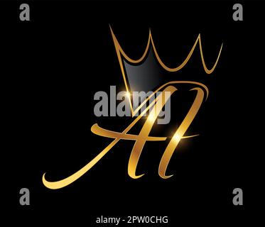 Logo Golden Crown Monogram ai initial Illustration de Vecteur