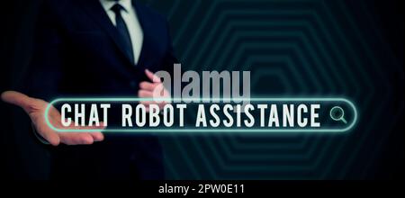 Rédaction affichage de texte Chat robot assistance, Word pour répondre aux questions du service client et fournit de l'aide Banque D'Images