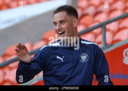 Blackpool, Royaume-Uni. 28th avril 2023. Jerry Yates # 9of Blackpool arrive devant le match de championnat de Sky Bet Blackpool vs Millwall à Bloomfield Road, Blackpool, Royaume-Uni, 28th avril 2023 (photo de Gareth Evans/News Images) à Blackpool, Royaume-Uni le 4/28/2023. (Photo de Gareth Evans/News Images/Sipa USA) Credit: SIPA USA/Alay Live News Banque D'Images