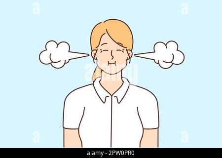Femme stressante avec fumée venant des oreilles Illustration de Vecteur