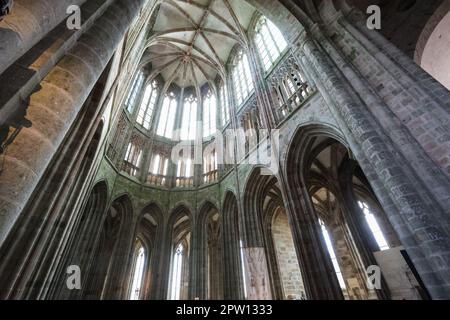 Abbaye, Abbaye Mont Saint Michel,Abbaye du Mont Saint Michel,célèbre,populaire,attraction,touristique,le Mont Saint Michel,Mont Saint Michel,France,français,Europe,européen, site du patrimoine mondial de l'UNESCO,dans,la,Manche,département,sur,la,frontière,entre,Normandie,Normandie,Normandie,et,Bretagne,baie,côte,côtière Banque D'Images