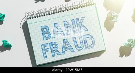 Légende de texte présentant la fraude bancaire, Word pour perversion intentionnelle de la vérité pour induire une autre à part avec quelque chose Banque D'Images