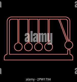 Neon Cradle Newton Metal Metronome matériel d'équilibrage de Newton détente mouvement Balls d'équilibrage Pendulum rouge couleur vecteur illustration image style plat Illustration de Vecteur