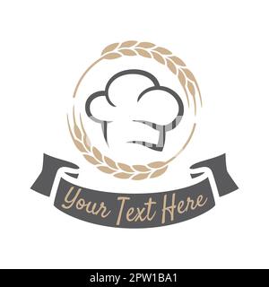 Logo de la boulangerie avec chapeau de chef pour le restaurant Illustration de Vecteur