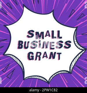 Affiche présentant une subvention pour les petites entreprises, vue d'ensemble d'une entreprise individuelle connue pour sa taille limitée Banque D'Images