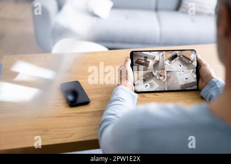 Vue de la caméra vidéo de surveillance à l'aide du système de sécurité Banque D'Images