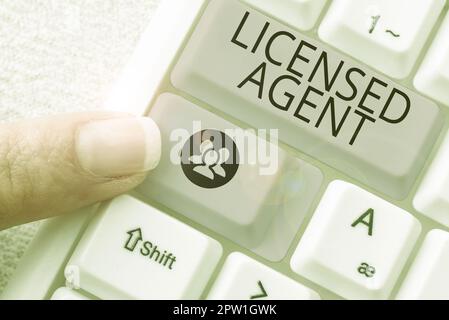 Affiche textuelle montrant l'Agent autorisé, concept Internet vendeur autorisé et accrédité de polices d'assurance Banque D'Images