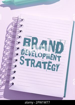 Signature manuscrite Stratégie de développement de la marque, photo conceptuelle définir le produit pour exceller dans la promotion du marché Banque D'Images