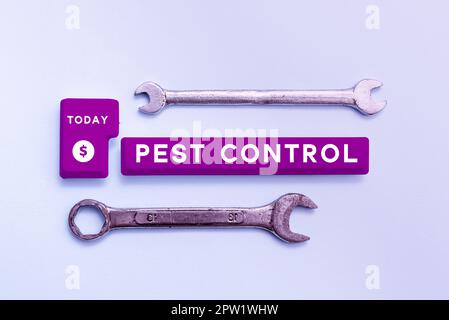 Texte montrant l'inspiration lutte antiparasitaire, concept signifiant tuer les insectes destructeurs qui attaquent les cultures et le bétail Banque D'Images