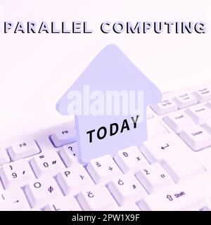 Affiche Parallel Computing, Word pour le calcul simultané au moyen de logiciels et de matériel Banque D'Images