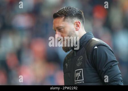 Blackpool, Royaume-Uni. 28th avril 2023. Stephen Dobbie entraîneur-chef intérimaire de Blackpool pendant le match de championnat Sky Bet Blackpool vs Millwall à Bloomfield Road, Blackpool, Royaume-Uni, 28th avril 2023 (photo de Gareth Evans/News Images) à Blackpool, Royaume-Uni le 4/28/2023. (Photo de Gareth Evans/News Images/Sipa USA) Credit: SIPA USA/Alay Live News Banque D'Images