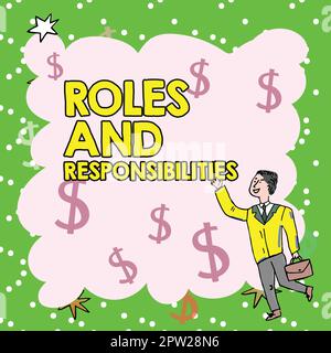 Présentation conceptuelle rôles et responsabilités, approche commerciale fonctions commerciales et fonctions professionnelles Banque D'Images