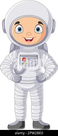 Astronaute de dessin animé debout sur fond blanc Illustration de Vecteur