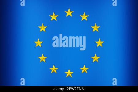 Drapeau de l'Union européenne. Fond géométrique métallique. Rendu 3D numérique. Banque D'Images