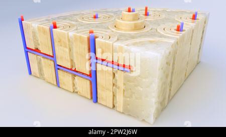 Tissu osseux gros plan à travers une coupe transversale d'un os - rendu -3D Banque D'Images