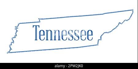 Carte de l'État du Tennessee aperçu sur un fond blanc Banque D'Images