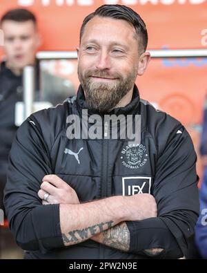 Blackpool, Royaume-Uni. 28th avril 2023. Stephen Dobbie entraîneur-chef intérimaire de Blackpool pendant le match de championnat Sky Bet Blackpool vs Millwall à Bloomfield Road, Blackpool, Royaume-Uni, 28th avril 2023 (photo de Mark Cosgrove/News Images) à Blackpool, Royaume-Uni le 4/28/2023. (Photo de Mark Cosgrove/News Images/Sipa USA) crédit: SIPA USA/Alay Live News Banque D'Images