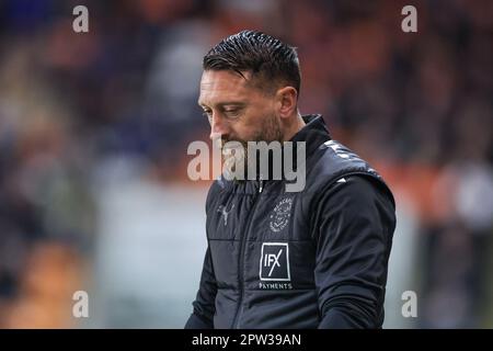 Stephen Dobbie entraîneur-chef intérimaire de Blackpool pendant le match de championnat Sky Bet Blackpool vs Millwall à Bloomfield Road, Blackpool, Royaume-Uni, 28th avril 2023 (photo de Mark Cosgrove/News Images) Banque D'Images