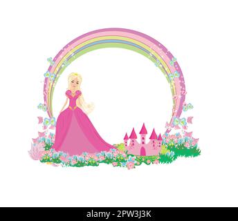Château de princesse de conte de fée magique - cadre Illustration de Vecteur