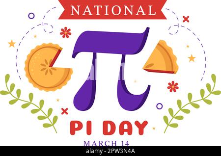 Illustration de la Journée mondiale du Pi avec constantes mathématiques, lettres grecques ou Sweet Pie pour la page d'arrivée en modèles de symboles de dessin animé à la main Illustration de Vecteur