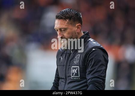 Blackpool, Royaume-Uni. 28th avril 2023. Stephen Dobbie entraîneur-chef intérimaire de Blackpool pendant le match de championnat Sky Bet Blackpool vs Millwall à Bloomfield Road, Blackpool, Royaume-Uni, 28th avril 2023 (photo de Mark Cosgrove/News Images) à Blackpool, Royaume-Uni le 4/28/2023. (Photo de Mark Cosgrove/News Images/Sipa USA) crédit: SIPA USA/Alay Live News Banque D'Images