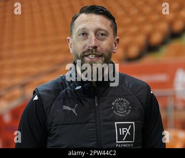 Stephen Dobbie entraîneur-chef intérimaire de Blackpool pendant le match de championnat Sky Bet Blackpool vs Millwall à Bloomfield Road, Blackpool, Royaume-Uni, 28th avril 2023 (photo de Mark Cosgrove/News Images) Banque D'Images