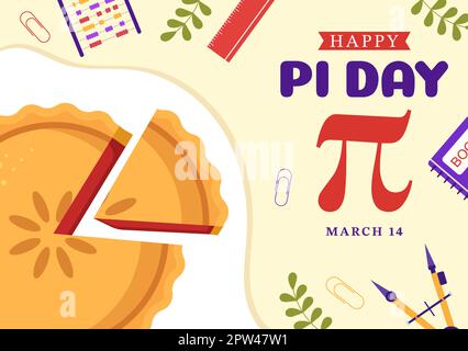 Illustration de la Journée mondiale du Pi avec constantes mathématiques, lettres grecques ou Sweet Pie pour la page d'arrivée en modèles de symboles de dessin animé à la main Illustration de Vecteur