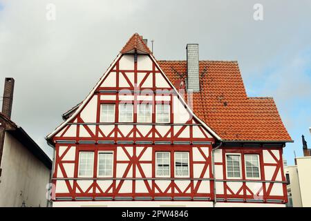 Fachwerkhäuser in der historischen Altstadt, Hessen, Deutschland, Dornroeschenstadt Hofgeismar Banque D'Images