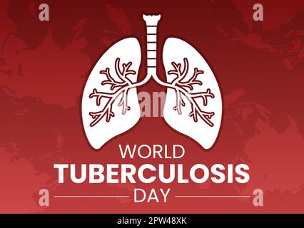 Journée mondiale de la tuberculose sur l'illustration 24 mars avec des photos des poumons et de l'inspection des organes en dessin animé à la main Illustration de Vecteur