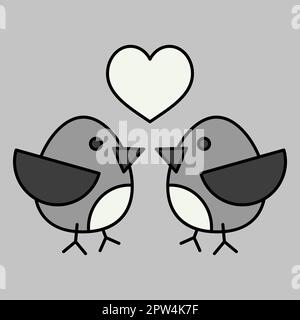 Icône vecteur oiseaux amoureux. Symbole couple amoureux Illustration de Vecteur