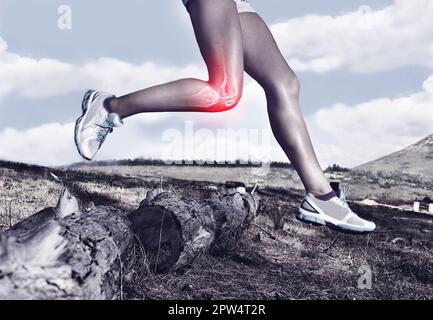 Les dangers cachés de l'athlétisme. un coureur a mis en évidence des os Banque D'Images