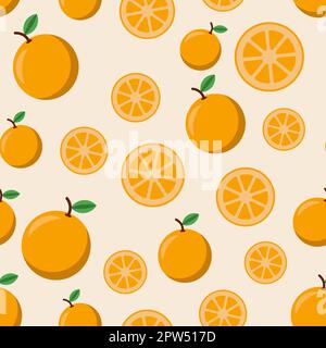 Motif sans couture avec des oranges sur fond orange Illustration de Vecteur