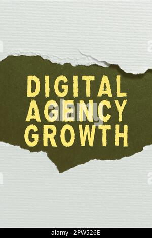 Affichage conceptuel Digital Agency Growth, Business présente les progrès de la conception graphique et de l'écriture d'affaires Banque D'Images