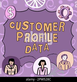 Rédaction affichant le texte données du profil du client, Business Showcase report sur le type de personne qu'une entreprise est en train de négocier Banque D'Images